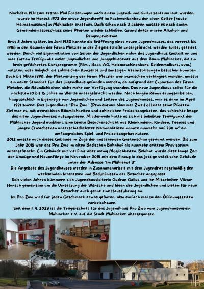 Die Geschichte des Jugendhaus Pro Zwo