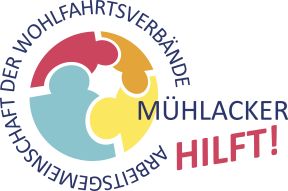 Mühlacker hilft!  Das Logo der Arbeitsgemeinschaft der Wohlfahrsberbände Mühlacker.